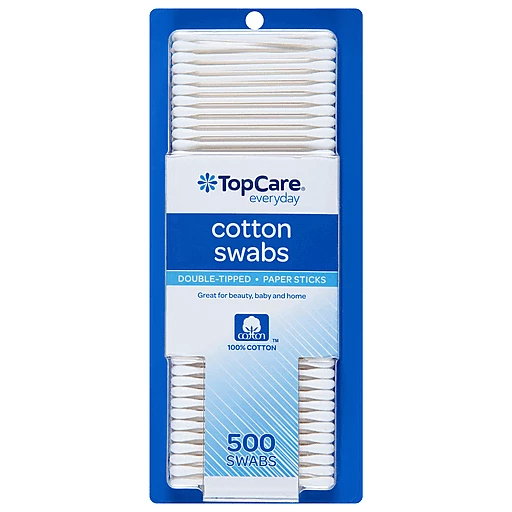 TopCare Cotton Swabs, Double-Tipped, Paper Sticks 500 ea, Cotton Balls &  Swabs