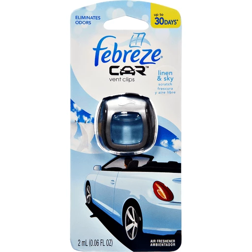 Febreze Air Freshener, Linen & Sky, Vent Clip 0.06 Fl Oz, Air Fresheners