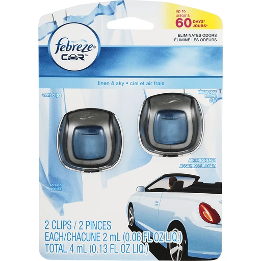 Febreze - Febreze, Car - Car Air Freshener Vent Clip, Linen & Sky