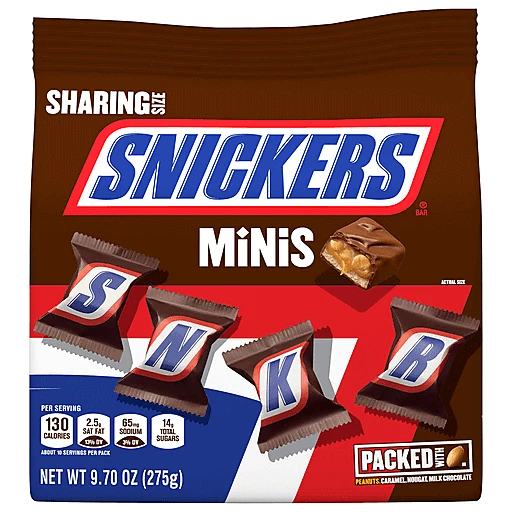 Snickers Mini Size Milk Chocolate Candy Bars Bag, 40 oz - Fry's Food Stores