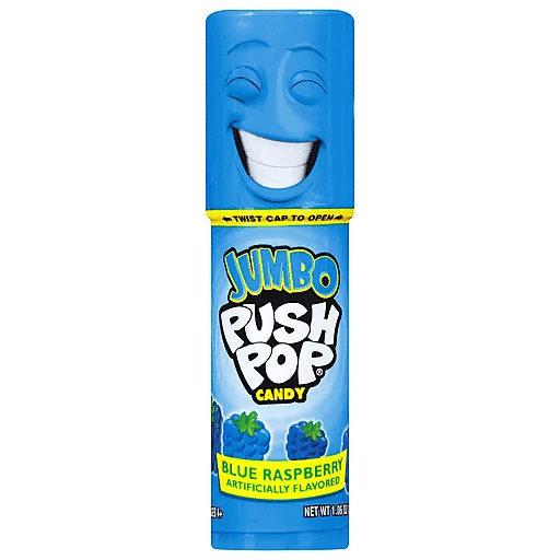 Push Pop Candy, Blue Raspberry, Jumbo 1.06 Oz, Packaged Candy