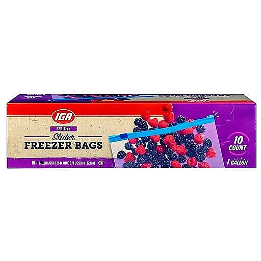 IGA Bags Freezer Slider Gal, Plastic Bags