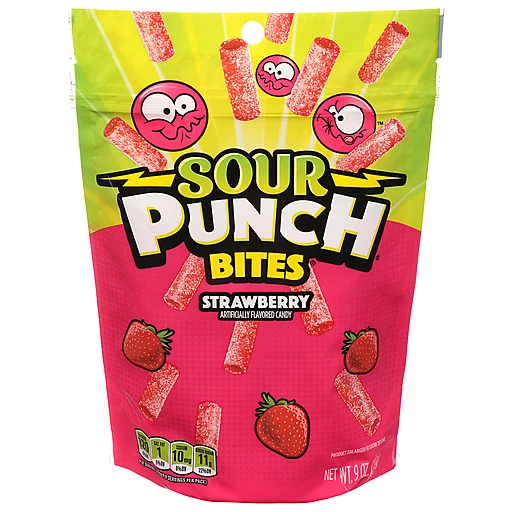 Sour Punch Bites Candy, Strawberry 9 Oz | Packaged Candy 