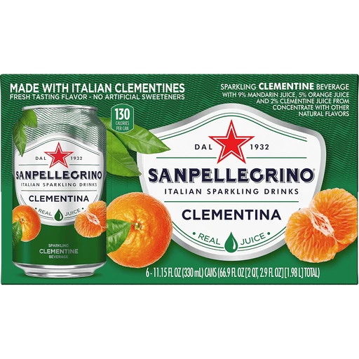 San Pellegrino Sparkling Beverage, Clementine, Sparkling & Seltzer