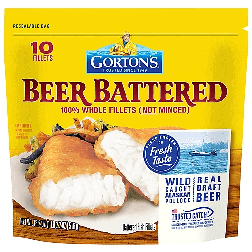 Gorton's Fish Fillets, Beer Battered 10 Ea, Seafood