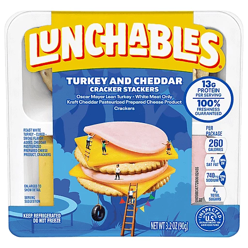 Lunchables Cracker Stackers, Turkey and Cheddar 3.2 oz, Lunchables & Lunch  Packs