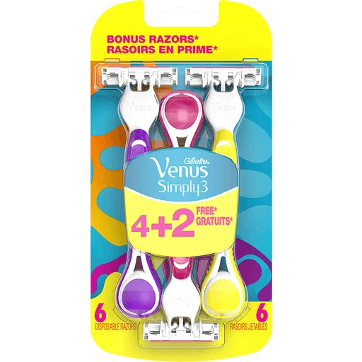 Gillette Venus Simply3 Women's Disposable Razors, 4 Count 