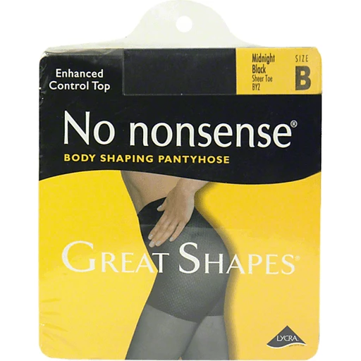 No Nonsense Great Shapes Pantyhose, B, Midnight Black, Enhanced