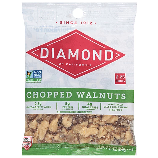 Diamond of California Walnuts, Chopped 2.25 oz, Baking Chips, Nuts & Bars