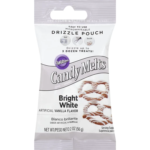 Wilton Candy Melts Candy, Bright White, Drizzle Pouch, Artificial