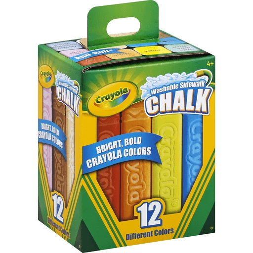 Crayola Sidewalk Chalk, Washable, 12 Colors, School Supplies