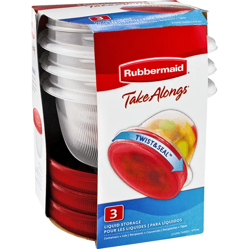 Rubbermaid Containers + Lids 3 Ea, Plastic Containers