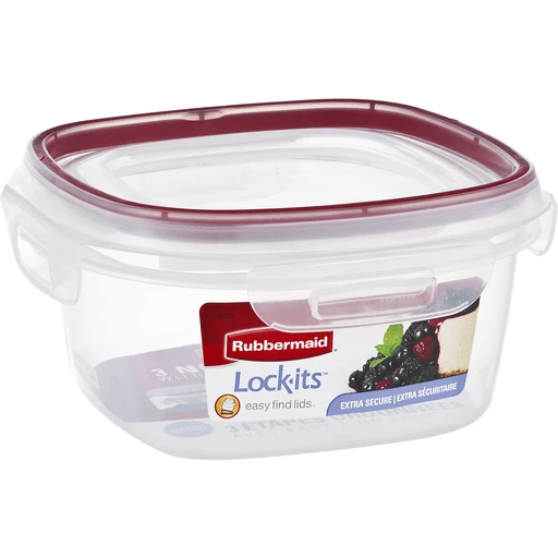 Rubbermaid Lock-Its Easy Find Lids Container, 5 Cups, Plastic Containers