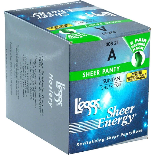 Leggs Sheer Energy Pantyhose, A, Suntan, Sheer Panty, Sheer Toe