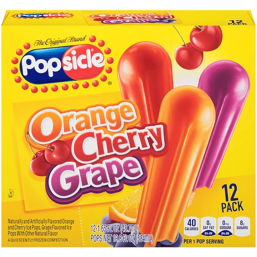 Orange, Cherry & Grape Ice Pops