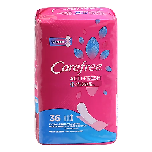 Carefree Acti-Fresh Extra Long Unscented Daily Liners 36 Ea, Feminine Care