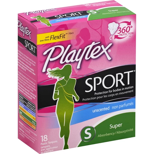 Playtex Sport Tampons, Plastic, Super Absorbency, Unscented, Feminine Care