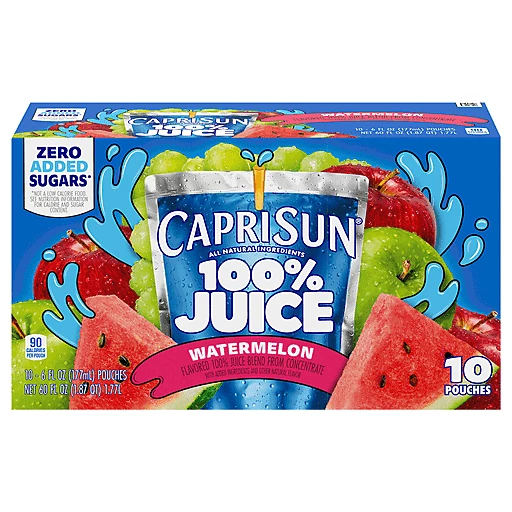 Capri Sun 100% Juice, Watermelon 10 ea, Juice Boxes