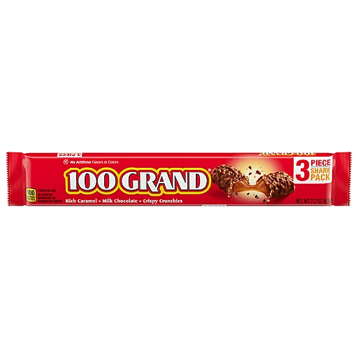100 Grand Crispy Milk Chocolate with Caramel Full Size Candy Bar