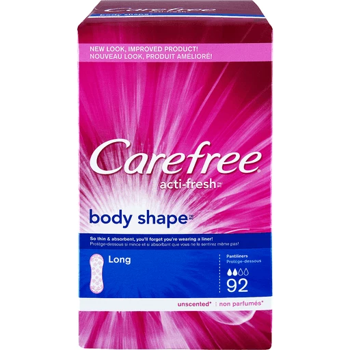 CAREFREE Acti-Fresh Liners To Go Extra-Long & Unscented Body Shape