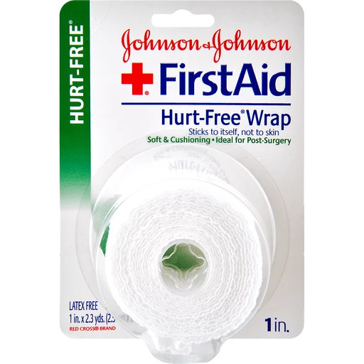 Johnson & Johnson First Aid Wrap, Hurt-Free, 1 Inch, Bandages