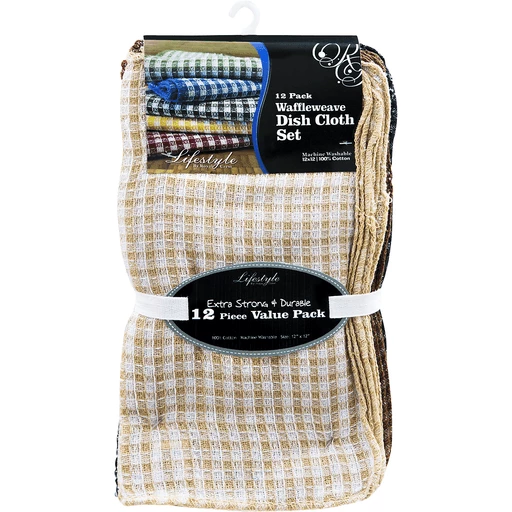 12 Pack Assorted Waffle Dish Cloth 45x65cm - FMF Online
