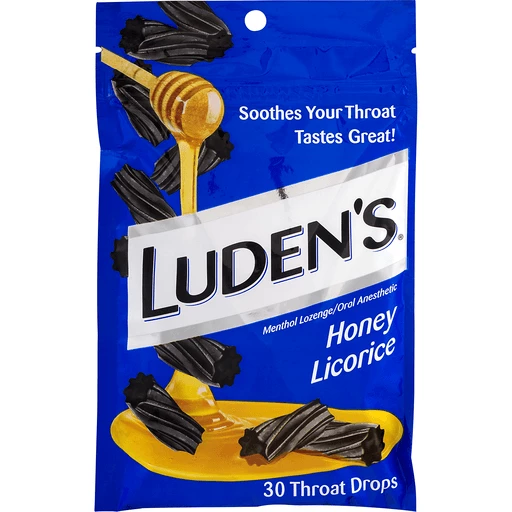Luden's Sore Throat Drops, for Minor Sore Throat Relief, Honey Licorice, 30  Count, Cough Drops