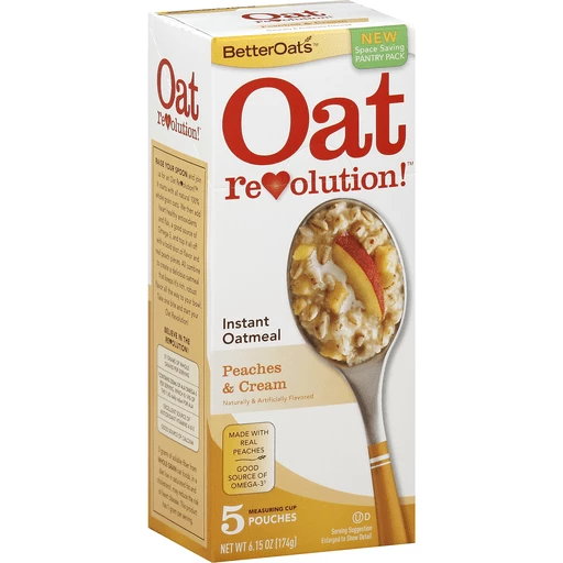 Better Oats Oat Revolution! Oatmeal, Instant, Peaches & Cream, Pantry