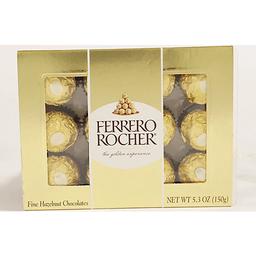 Ferrero Rocher Fine Hazelnut Chocolate 5.3 oz package 12 ct, Chocolate