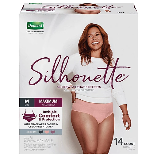 Depend Silhouette Women Medium Underwear 14 ct box, Incontinence