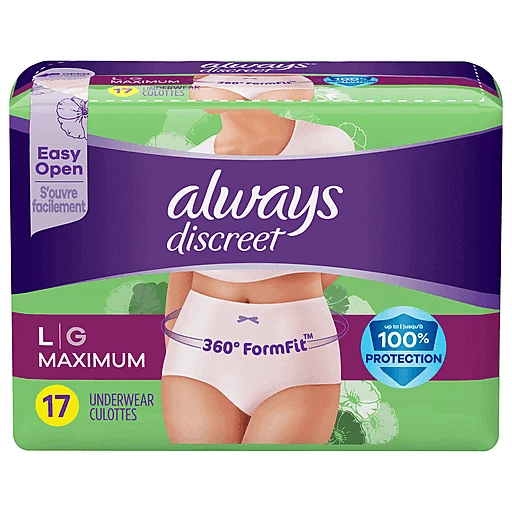 Always Discreet Large Maximum+ Women's Incontinence Underwear for Sensitive  Skin, 42 ct - Kroger