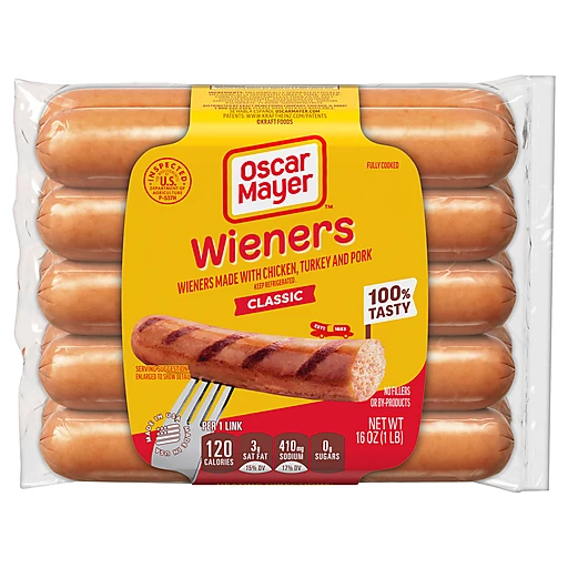 Oscar Mayer Classic Uncured Wieners 10 ct 16 oz package, Hot Dogs,  Bratwurst & Dinner Sausage