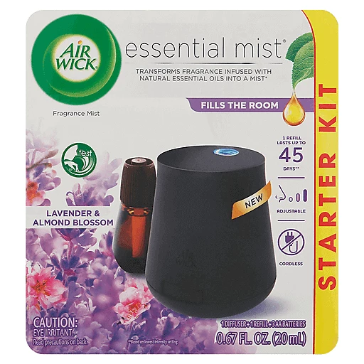 Air Wick Essential Mist Refill, Lavender & Almond Blossom, 0.67 fl oz, Pack  of 2
