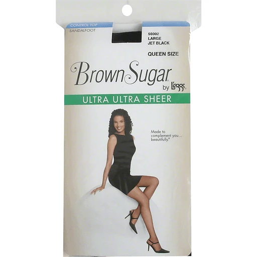 Brown Sugar Ultra Ultra Sheer Pantyhose, Control Top, Sandalfoot, Large,  Jet Black, Queen Size, Shop