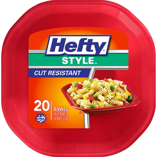 Hefty® Style™ Cut Resistant 18 oz. Red Foam Bowls 20 ct Pack, Tableware &  Serveware