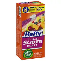 Hefty Slider Bags, Storage, Quart, Value Pack 40 ea