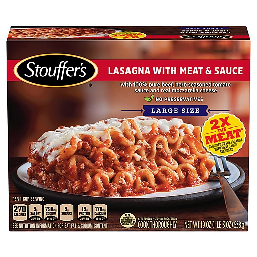 Stouffer's Satisfying Servings Large Size Lasagna With Meat & Sauce Frozen  Entree, Meals & Entrees