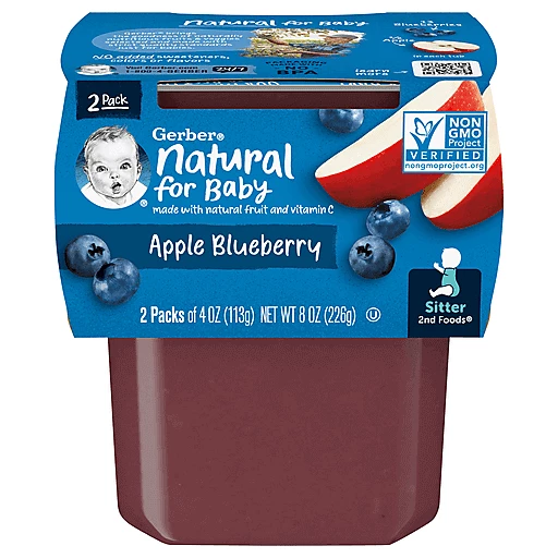 Gerber 2nd Foods Natural for Baby Baby Food Apple Blueberry 4 Oz