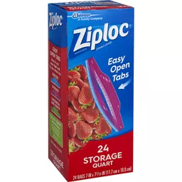 Ziploc Double Zipper Quart Storage Bags - 24 ct box