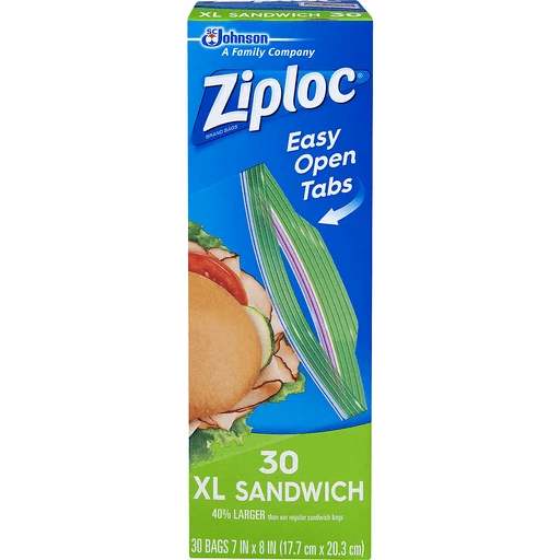 Ziploc Smart Zip XL Sandwich Bags, Plastic Bags