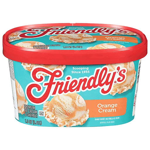 Friendly s Ice Cream Sherbet Premium Orange Cream 1.5 qt Ice