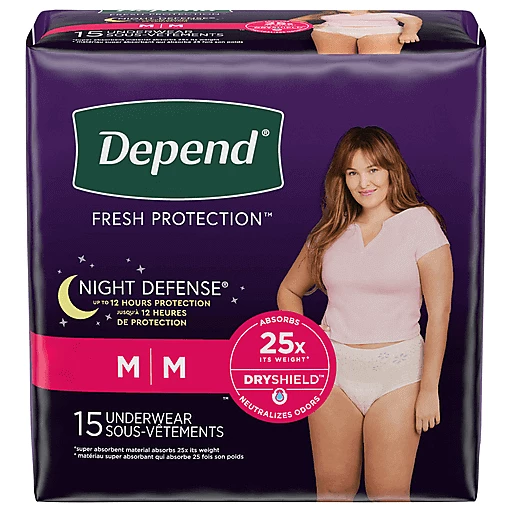 Depend Underwear, Night Defense, M 15 ea, Health & Personal Care