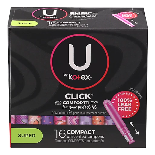 U By Kotex Click Super Unscented Compact Tampons 16 Ea Feminine