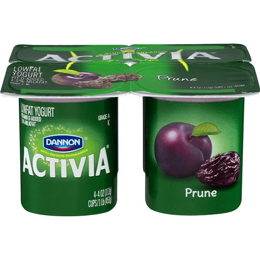 Activia Lowfat Probiotic Prune Yogurt, 4 Oz. Cups, 4 Count, Yogurt
