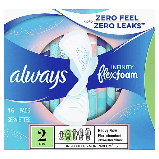 Always Pads With Flexi Wings Heavy Flow Size 2 Unscented 16 Ea