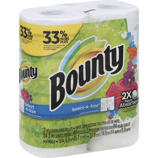 Bounty Paper Towels, Select-A-Size, Prints, 2-Ply, Paper Towels