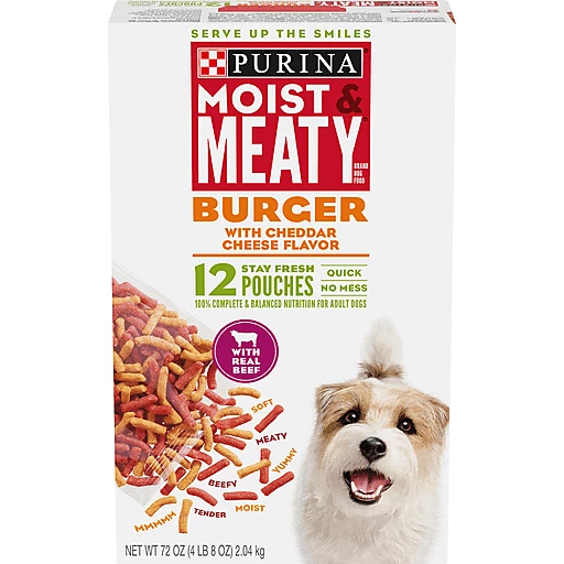 Purina Moist Meaty Dry Dog Food Burger with Cheddar Cheese