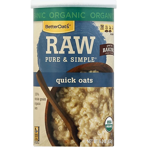 Better Oats Raw Pure & Simple Organic Quick Oats, Oatmeal & Hot Cereal