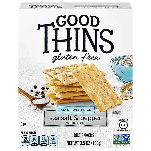 Good Thins Rice Snacks, Gluten Free, Sea Salt & Pepper 3.5 Oz, Crackers