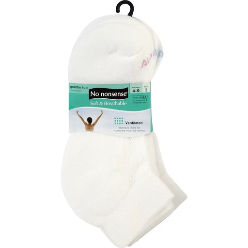 No Nonsense Soft & Breathable Socks, Cushioned, Quarter Top, 4-10, Women's, Clothing